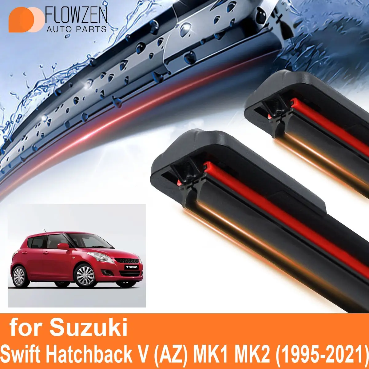 Car Windshield Wiper Blades for Suzuki Swift Hatchback V (AZ) MK1 MK2 Double Rubber Frameless Bracketless WipersSoft Accessories