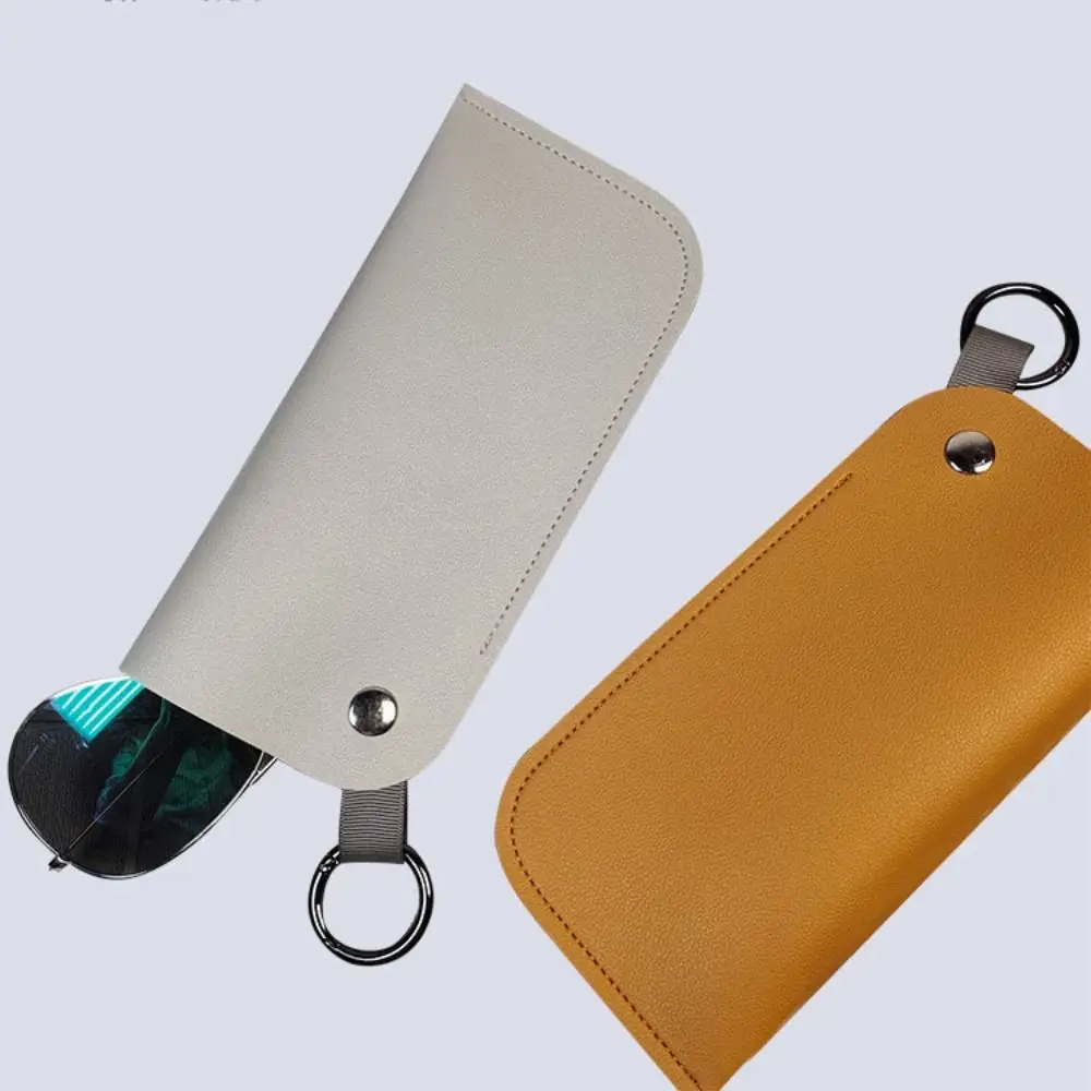 Korean Style PU Leather Glasses Bag Waterproof Glasses Storage Bag Sunglasses Case with Hanging Ring Sunglasses Organize