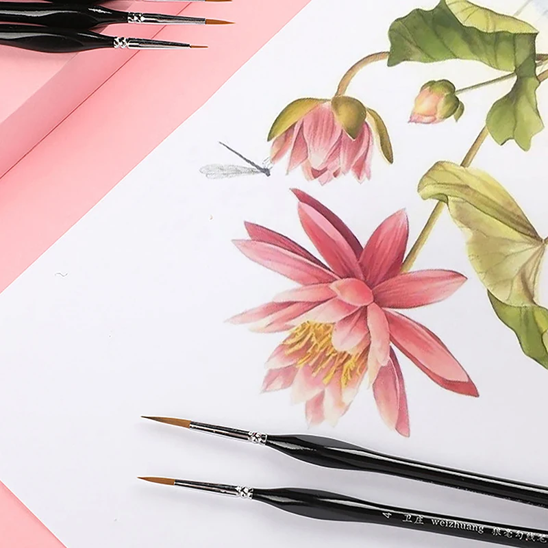 5 قطعة 00000 الدقة غرامة تلميح فرشاة الطلاء مجموعة لنماذج الاكريليك مصغرة مصغرة التفاصيل النايلون الشعر رقيقة اضافية غرامة فرشاة الرسم