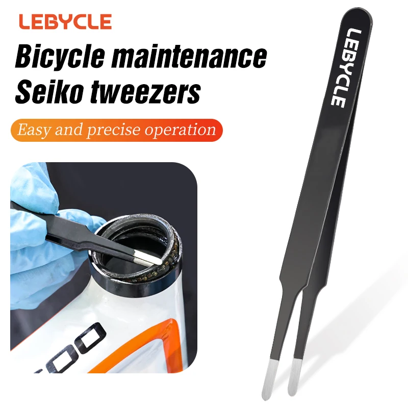 LEBYCLE Bicycle Seal Removal Tweezers 121*9.5mm Ball Bearings Ball Headset Bike Black Multi Functional Non-slip Repair Tweezers