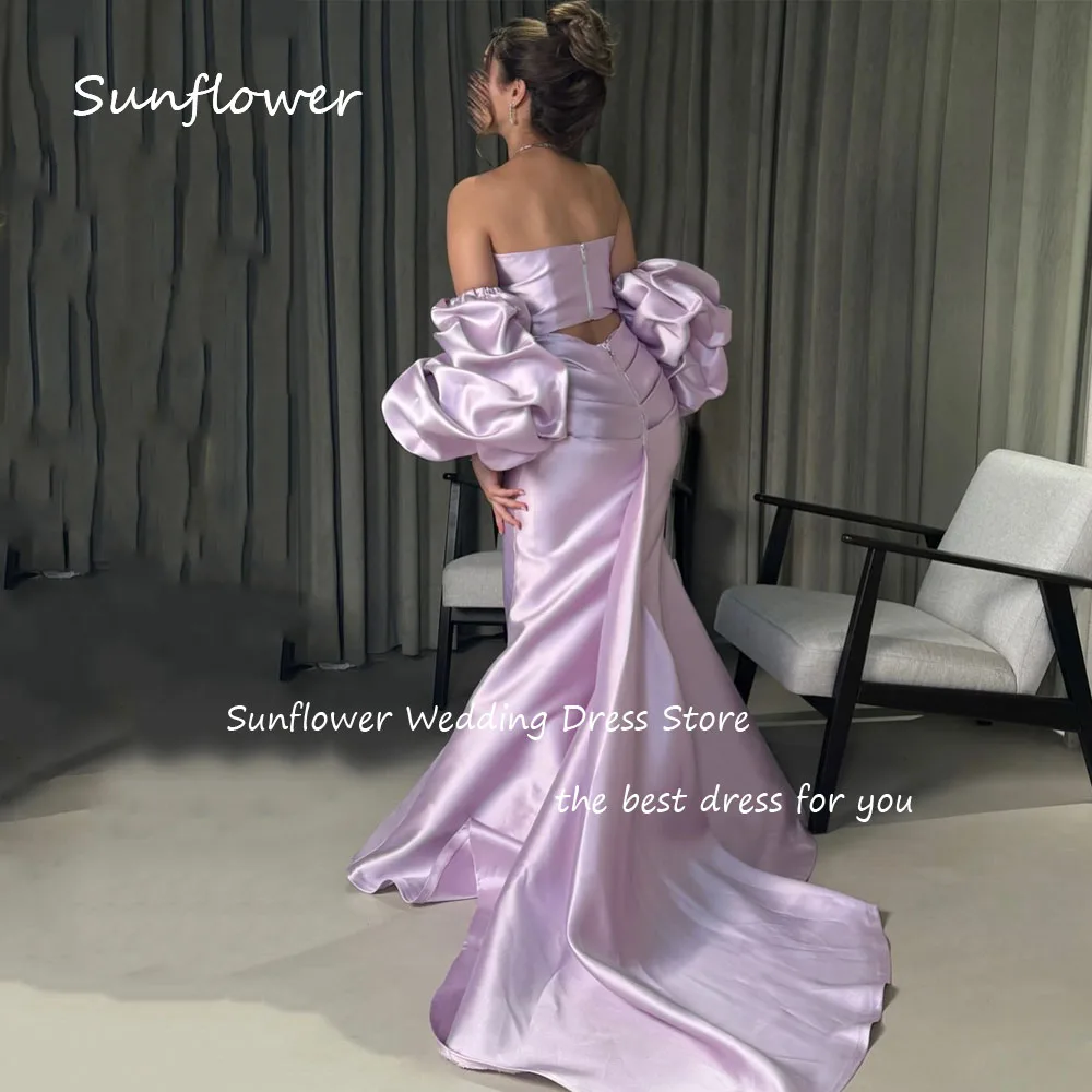 Sunflower Purple Sweetheart Satin Mermaid Formal Evening Dress Saudi Arabia 2024 Slim Backless Floor-Length Prom Dress