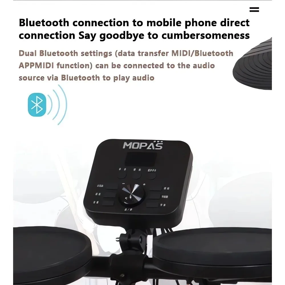 مجموعة طبلة إلكترونية لواجهة سماعة الرأس HQC-9 مريحة بأربعة أسطوانات، 3 أسطوانات إلكترونية من السيليكون بالكامل 180 نغمة USB، MIDI، #2