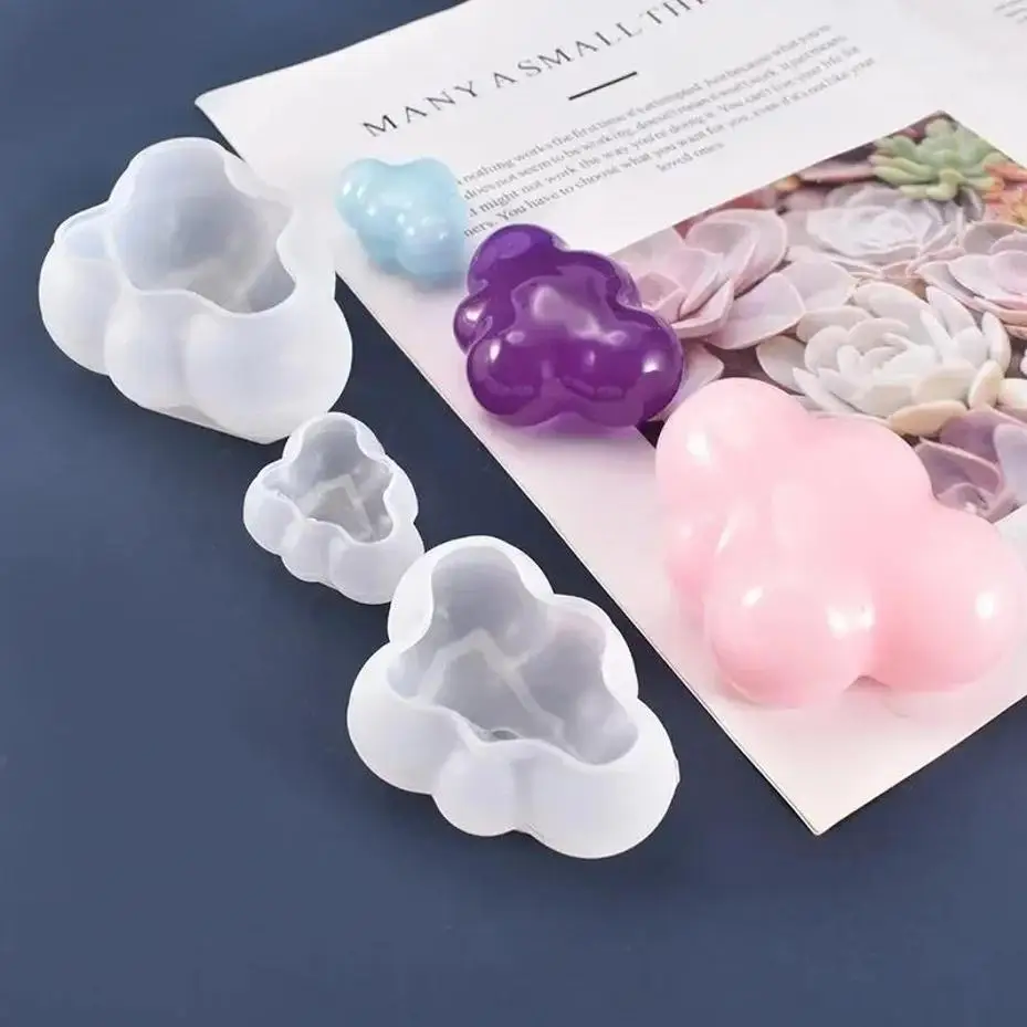 1 Pcs Square Cube Candle Mould Soy Wax Essential Oil Aromatherapy Candle DIY Cloud Shape Candle Material Wax 3D Silicone Mold