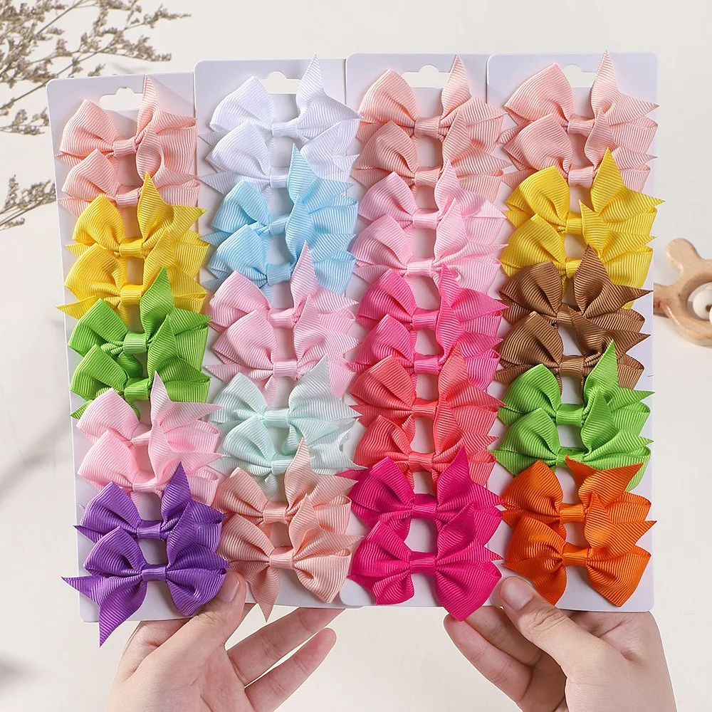 

10Pcs/Set New Cute Solid Ribbon Bowknot Hair Clips for Baby Girls Grosgrain Bow Hairpin Barrettes Headwear Kids Hair Accessories