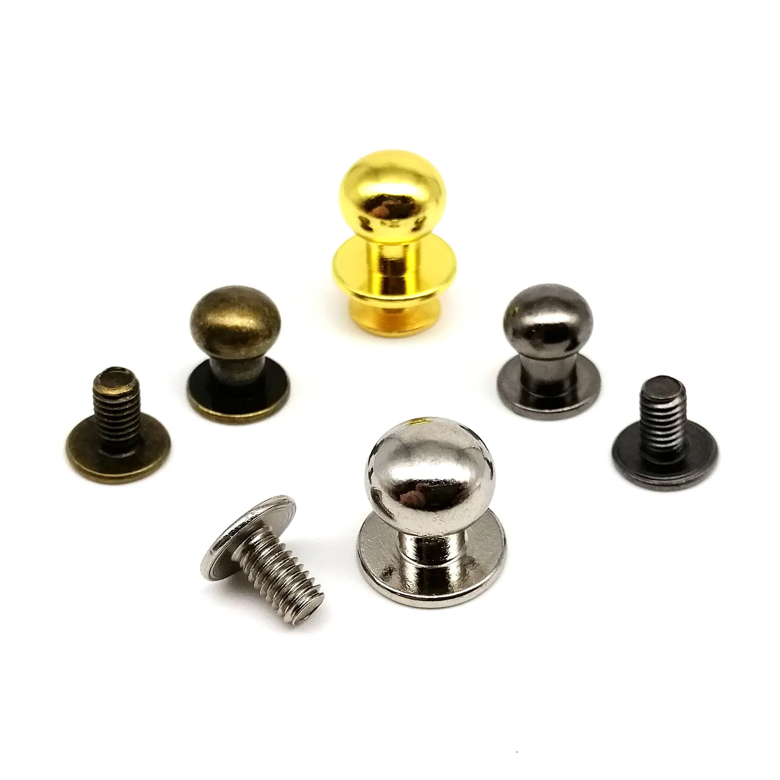 10 stücke 5/6/7/8/10mm Massivem Messing Kupfer Runde Kugelkopf Chicago Schraube Zurück Post Nippel Stud Nagel Niet Für Leder Tasche Geldbörse Gürtel – Detail 18