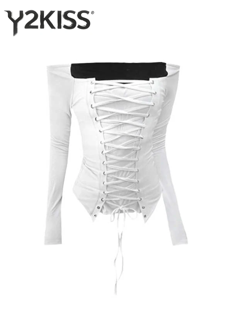 

Осень-зима женский топ Y2k корейские футболки с длинными рукавами Goblin Core футболки 2000-х Kpop High Street Gyaru Coquette Harajuku новый