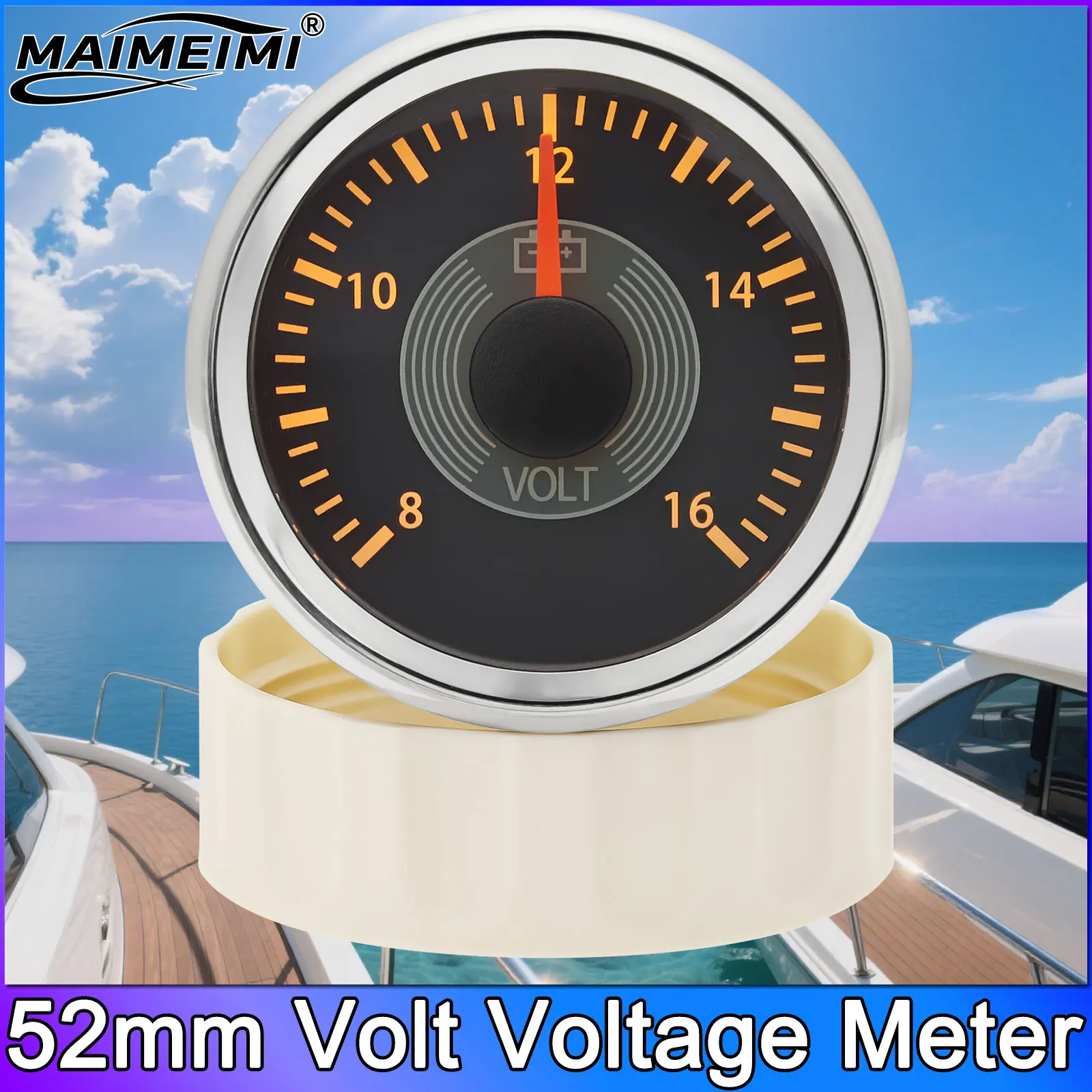 

Universal 12V 2" 52mm Volt Voltage Meter Gauge Voltmeter Car Auto Measure 8V-16V Fuel Level 240-33ohm Oil Press Water Temp