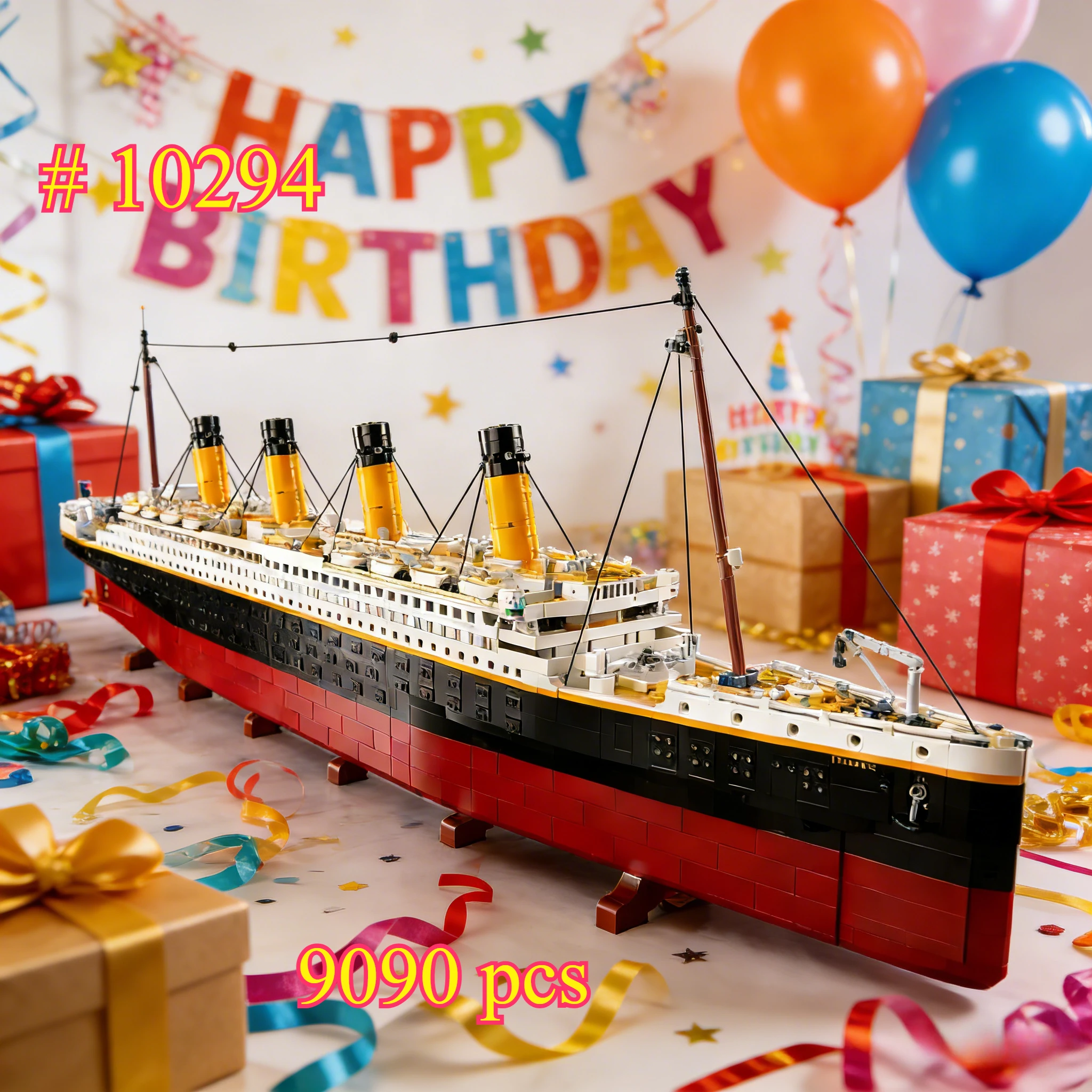 

Знаменитый красный корабль 10294: Набор мини-блоков для сборки, идеально подходит для подарков на день рождения, не совместим с деталями Lego, 9090 шт.