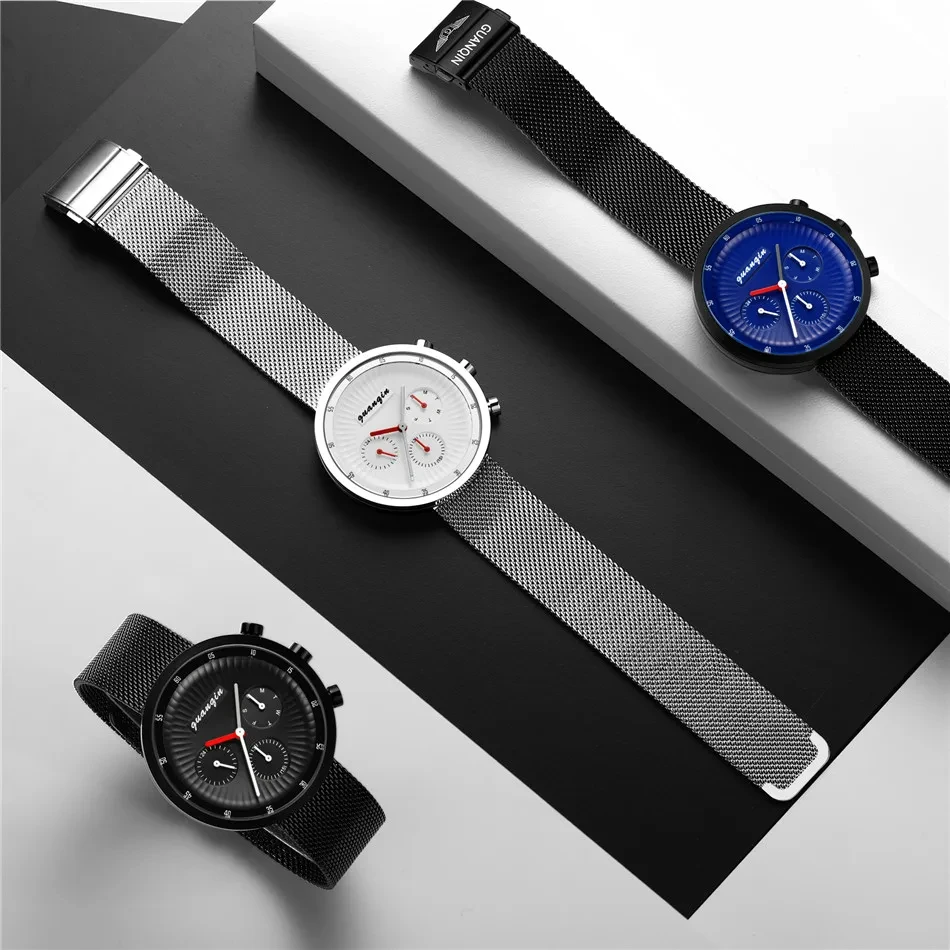 GUANQIN Quartz Week Calendar Waterproof Fashion watch for men 2024 NEW Sapphire Stainless steel Mens watches Reloj para hombre