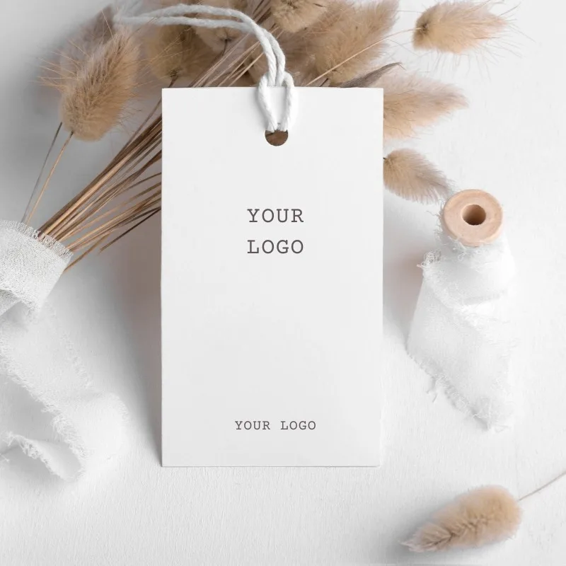 Eco-friendly Minimalist Soft Custom Clothing Hang Tags 200Pcs - Logo, Pre-punched, Apparel (No String)