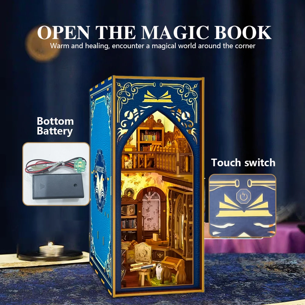 DIY LED 3D Wooden Book Nook Pu - Model Kit Vintage recension och pris