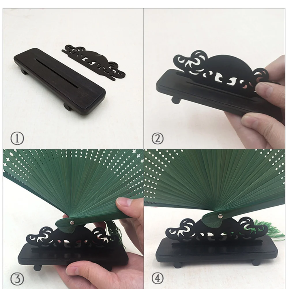 

Vintage Handmade Wooden Folding Fan Display Base Elegant Round Fan Stand Holder for Home Desktop Decoration Sturdy Display Base