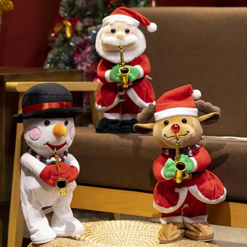

Santa Claus Christmas Plush Toy 35cm Funny Electric Plush Doll Ornaments Blowing Saxophone Dancing Singing Stuffed Toys