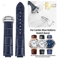 Genuine Leather Watch Strap for Men and Women For Cartier Blue Ballons W69012Z4  W69016Z4 W6920085 Genuine Cowhide Watch Band