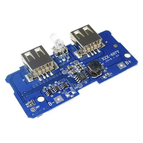 5V 2A LED Dual USB Micro/Type-C USB Mobile Power Bank 18650 Charging Module Lithium Battery Charger Board Circuit Protection