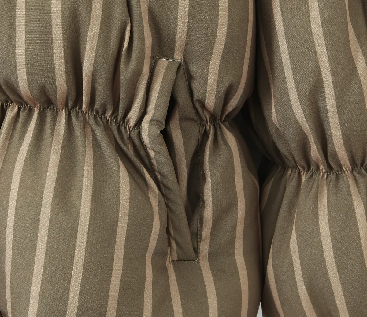 أزياء الشتاء عارضة فضفاضة مريحة منتفخ معطف طويل الأكمام سستة الدافئة أبلى المرأة المطبوعة عالية الرقبة أسفل سترة قطن