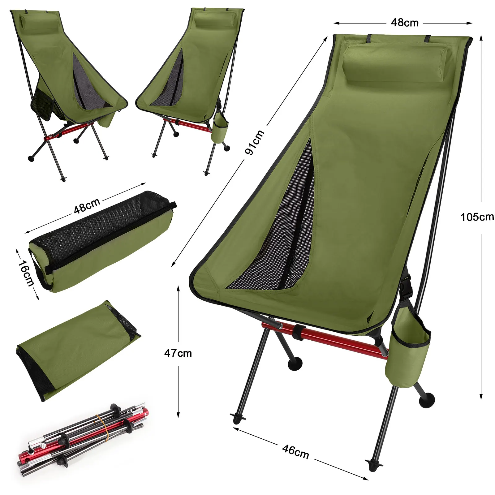 Outdoor Camping Ultralight Folding Chair Travel Chair Fishing BBQ Hiking Strong High Load 150kg Beach Oxford Cloth Fishing Chair