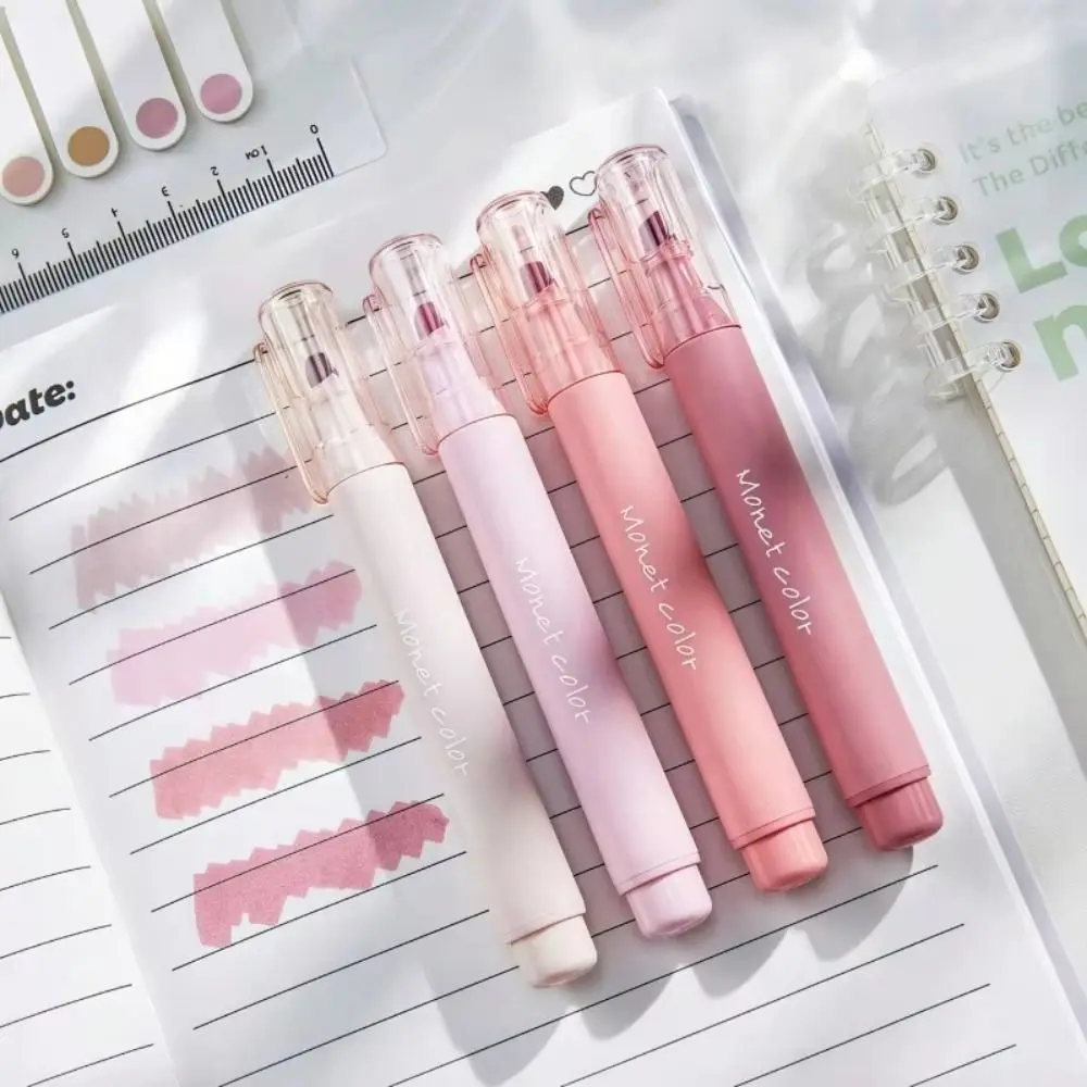 

4pcs Quick-Drying Pastel Colors Highlighters Eye Protection Colored Marking Colored Mark Pen Fluorescent Pen School Office