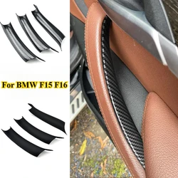 3Pcs Set Car Interior Door Side Handle Armrest Pull Trim Carbon Black Accessories For BMW X5 F15 X6 F16 2014-2018 LHD RHD