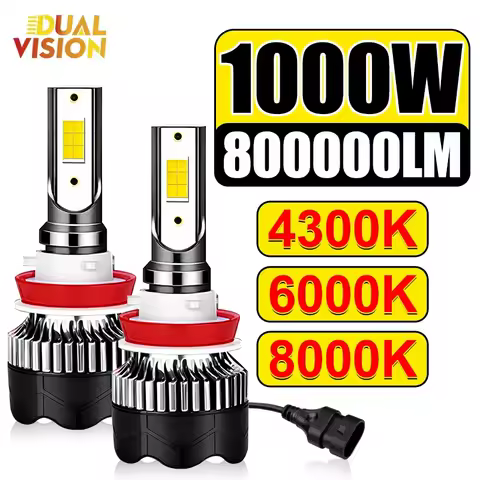 800000LM H11 LED Headlight 1000W Canbus 6000K 4300K 8000K Led H4 H8 H1 HB3 9005 HB4 9006 H9 Car Light STG High Low Beam Ice Bulb