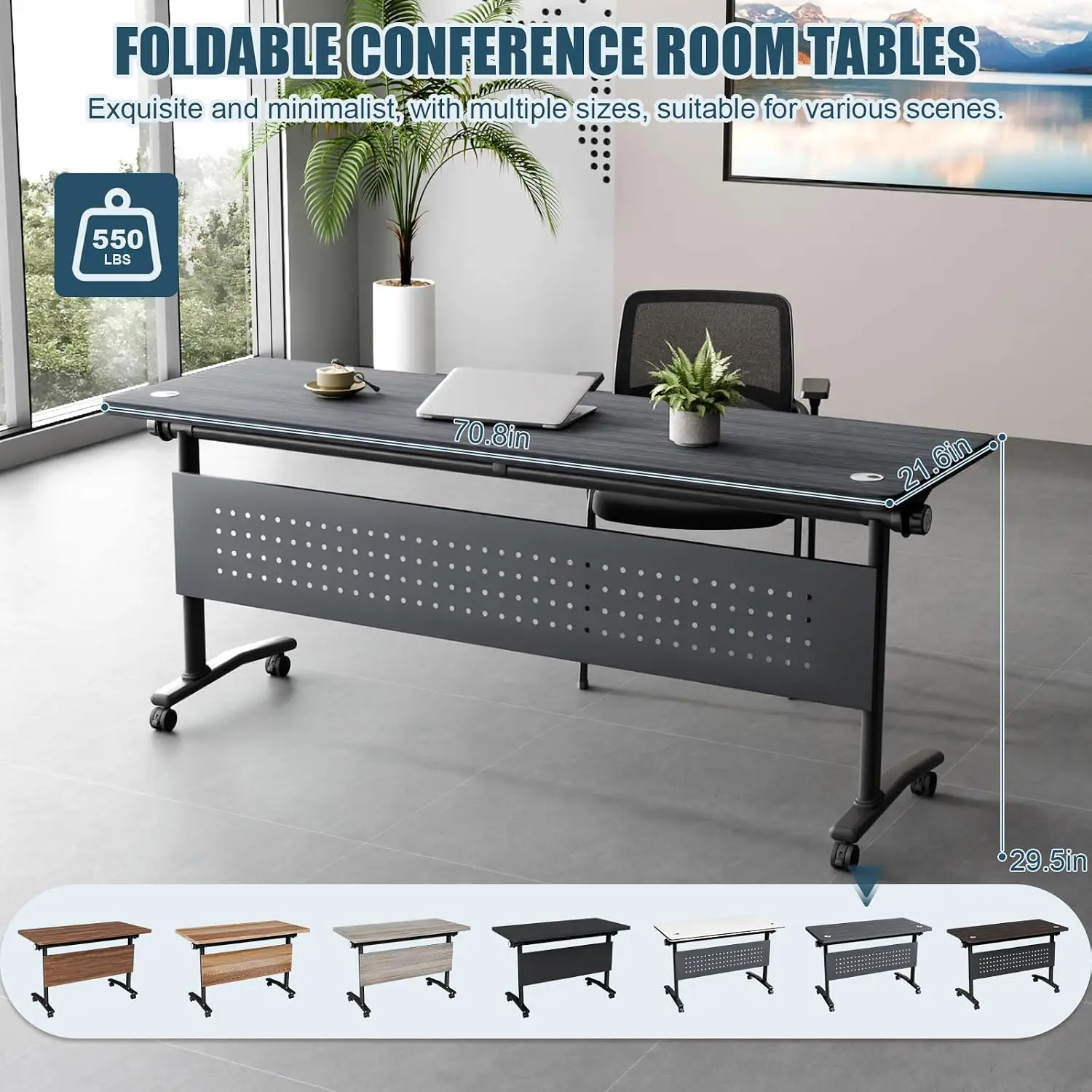 Flip Top Conference Room Tables, Stackable and Nesting to Saving Space for Meeting Room, Office, Classroom, Support 550Ibs