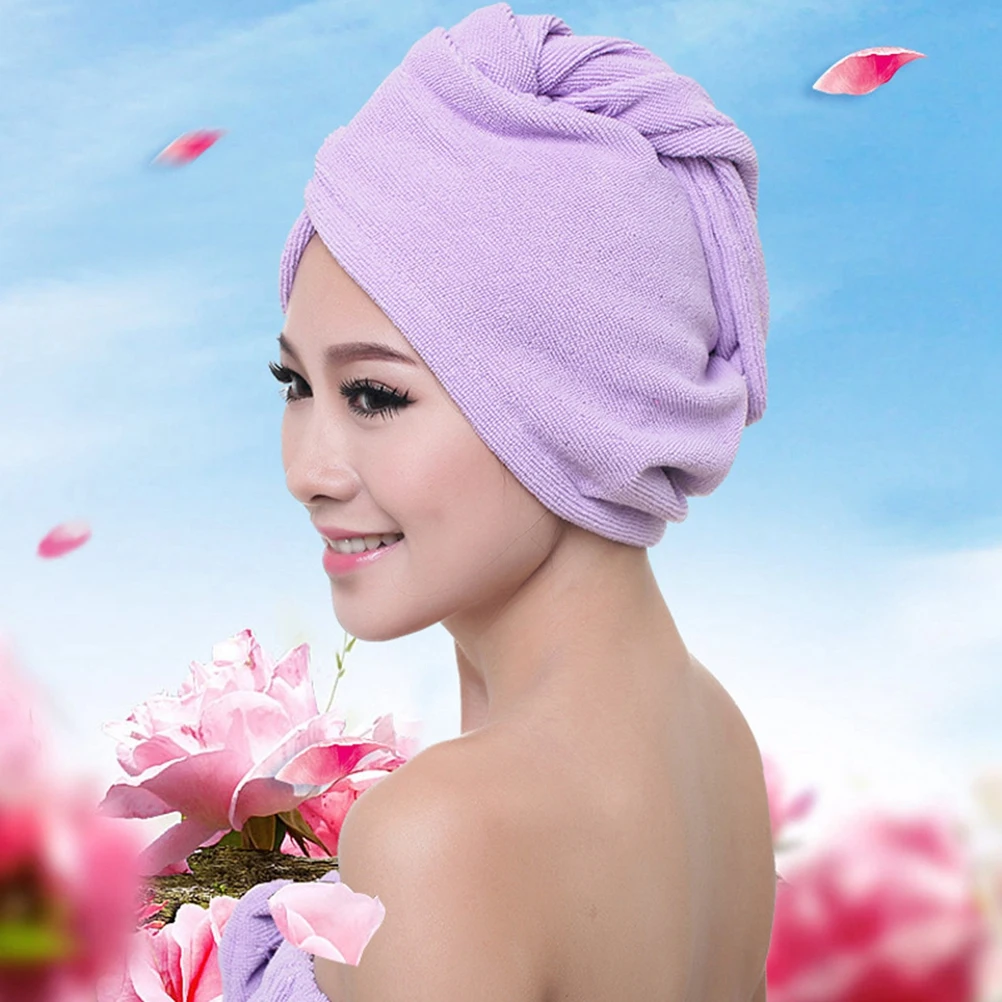 

Microfiber Towel Hair Dry Wrap Towels Drying Fast Turban Purple Quick for Women