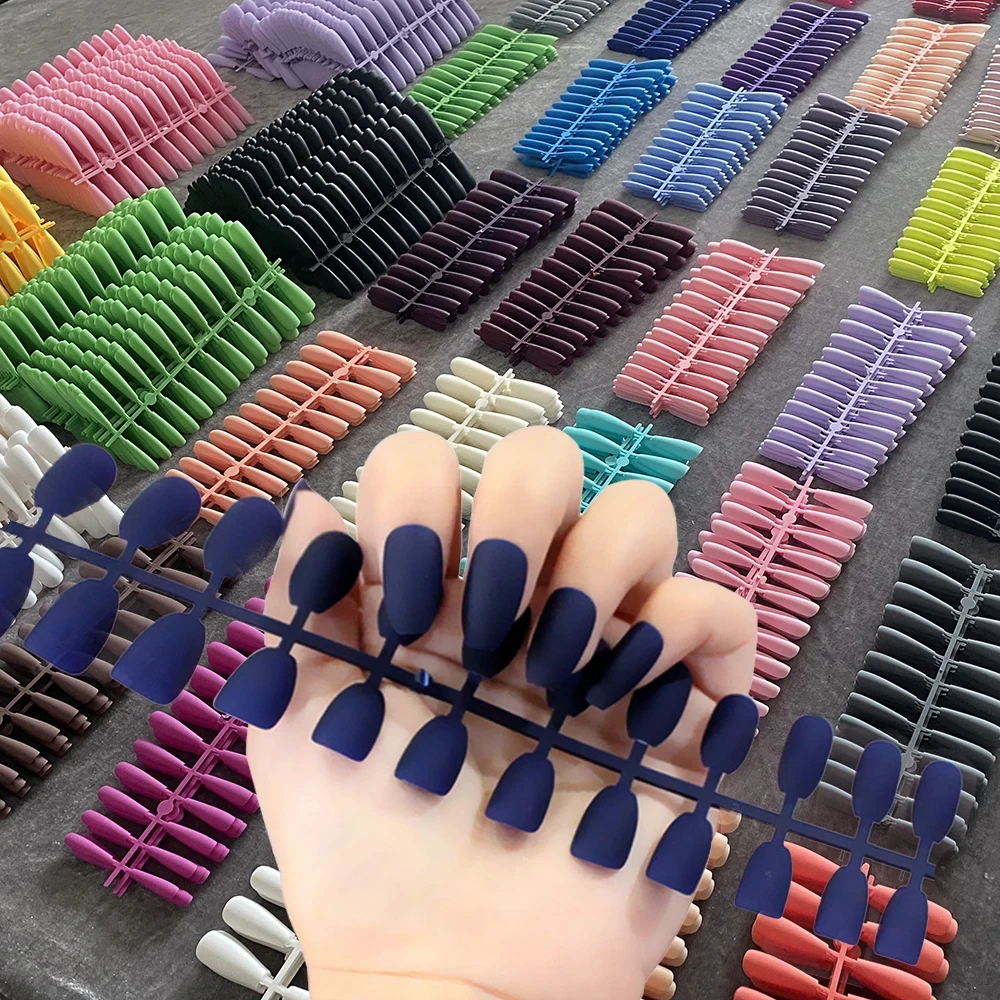 

120pcs Random Colors Coffin Short Long Matte False Press on Nails Full Cover Fake Nails Tip for Manicure Tools
