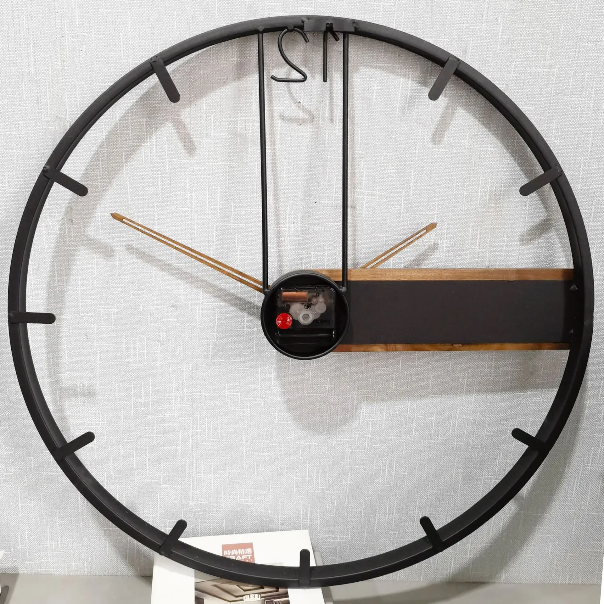 Simple Silent Wall Clock for Decoration, Art Clock for Restaurant, Sofa Background, Wooden Pointer, New