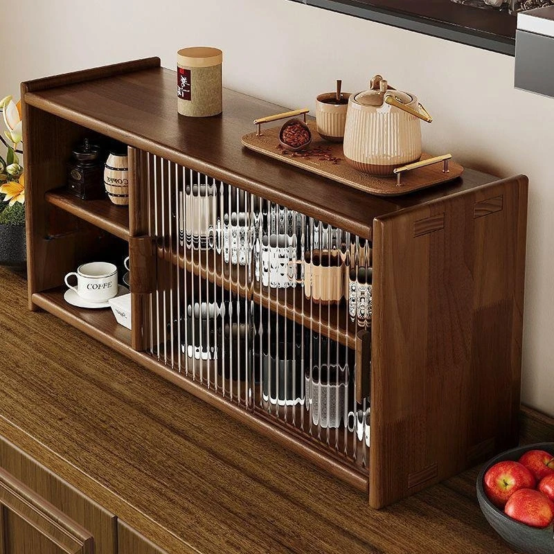 

Solid wood dust cup holder, tea set storage cabinet, cup rack