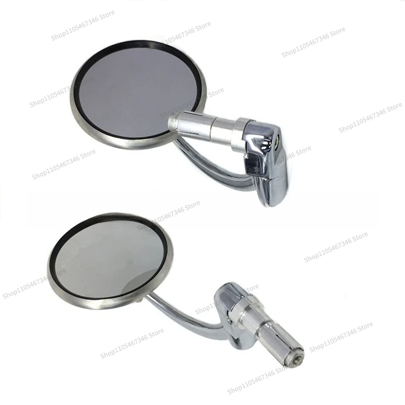 For Bent Rod Round Mirror Motorcycle Modified Rearview Mirror, Reflector, Large Displacement Sports Car Handle Mirror