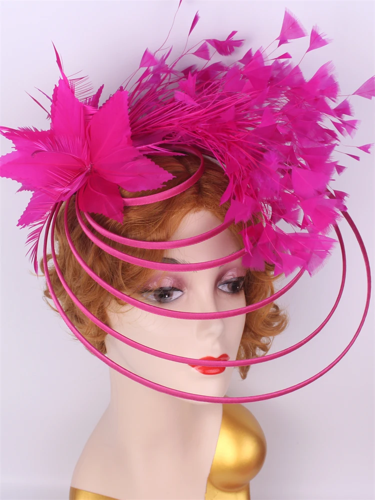 Beauty Feather Ladies Event Fasinator Hats Ladies Vintage Wedding Millinery Bridal Party Dinner Hair Accessories Flower Decor