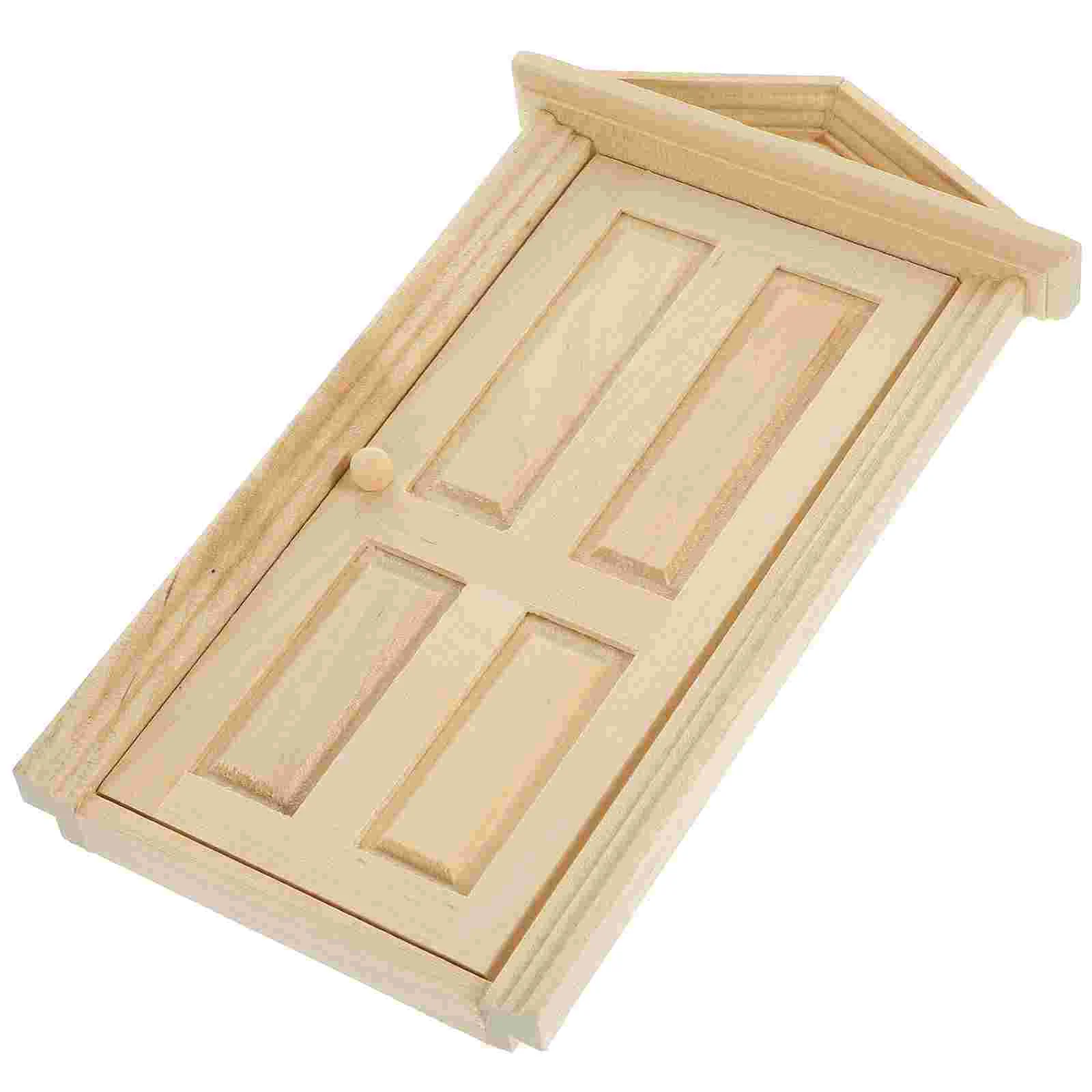 Mini Wooden Door House Decors Miniature Model Tiny Adornment Craft Decorative Kids Toys
