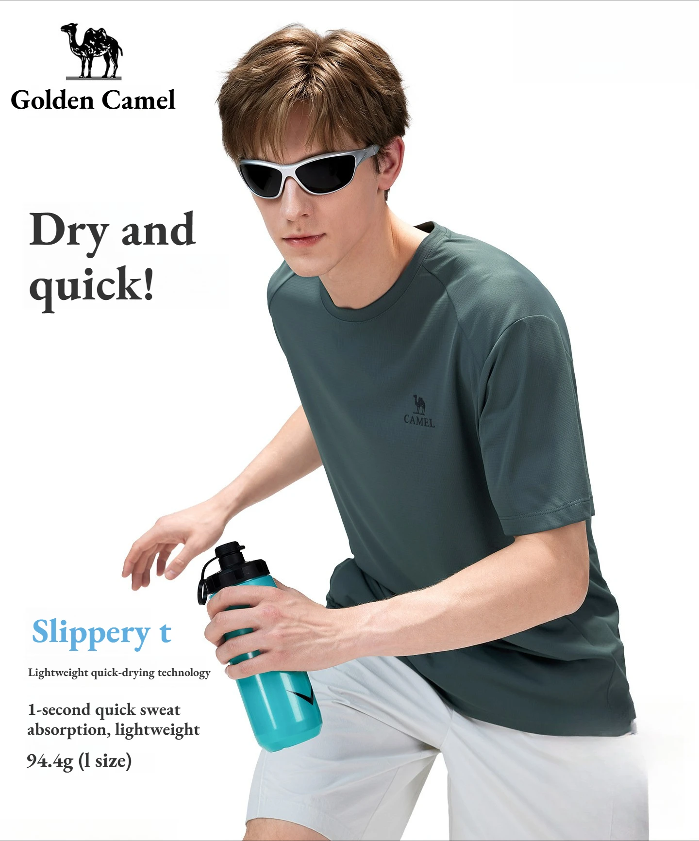 Golden Camel Men's Quick Dry Sport T-Short 2026 Summer Soft Elasticity Breathable Gym Running Tops Round Neck Casual Short Shirt