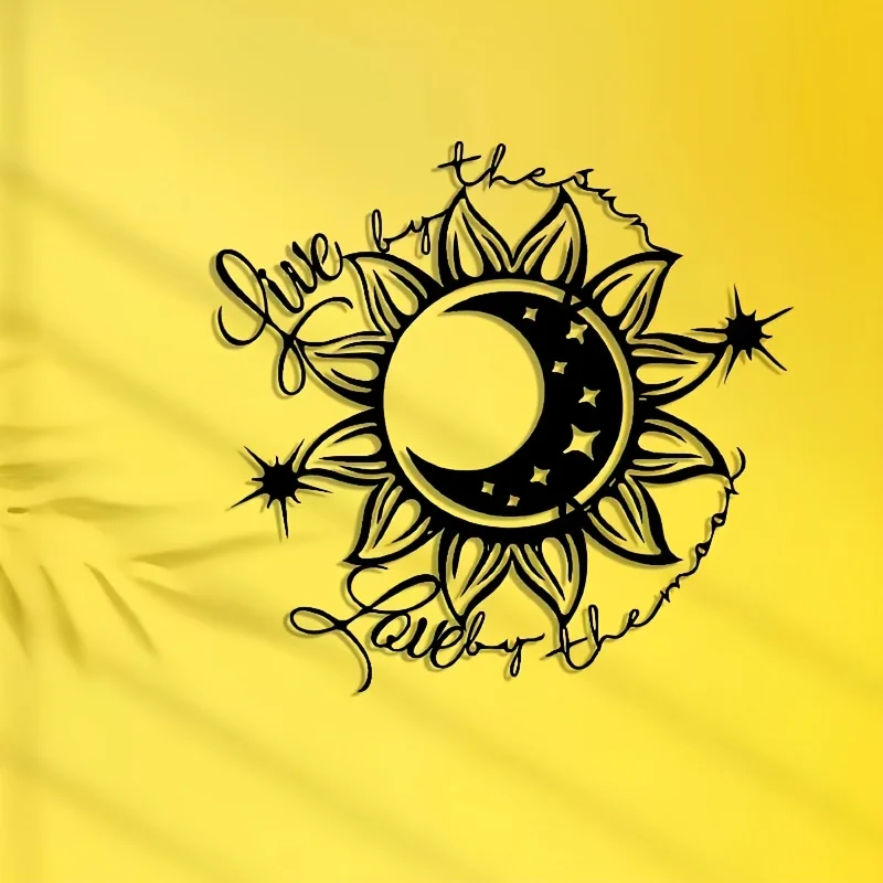 CIFBUY Metal Wall Decor Sun Moon Art Plaque For Living Room Yard Shop