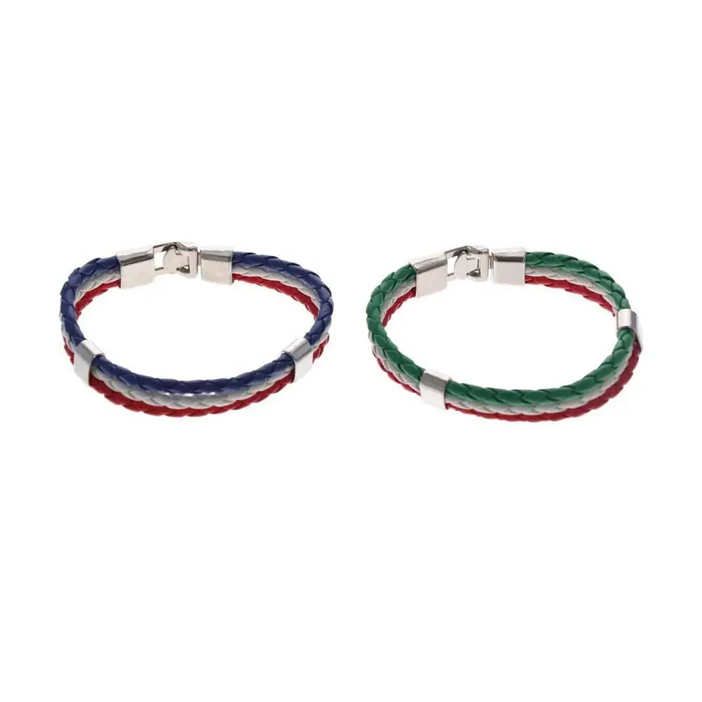 Spain Three Layer France Surfer Bandage PU Leather Brazil Men National Flag Bracelets Women Wristbands Braided Korean Bangles