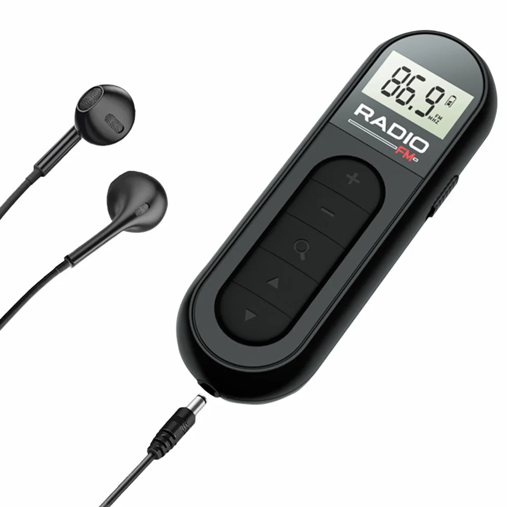 

Mini Pocket FM Radio Rechargeable Walkman Radio with Backlight LCD Display 3.5mm Headphone Jack for Conference Tour Guide Racing