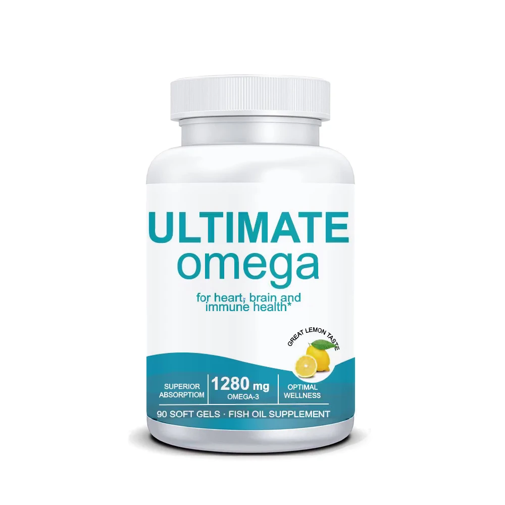 

High Potency Ultimate Omega-3 Fish Oil Supplement with EPA & DHA - 1280 mg Omega-3 - Promotes Brain & Heart Health - 90 Soft Gel