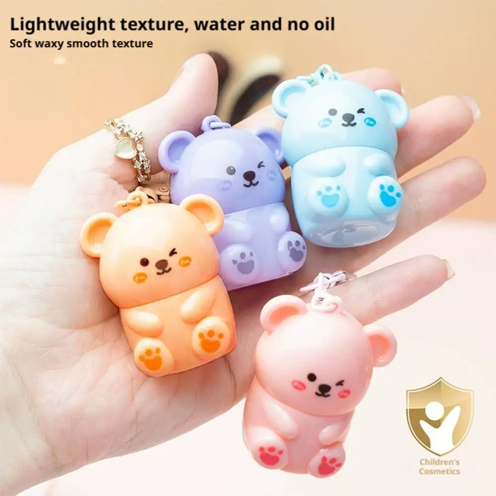 Bálsamo labial de fruta de oso bonito, hidratante, antigrietas, antipeeling, bálsamo labial para bebé, cuidado de la piel de labios suave y no irritante