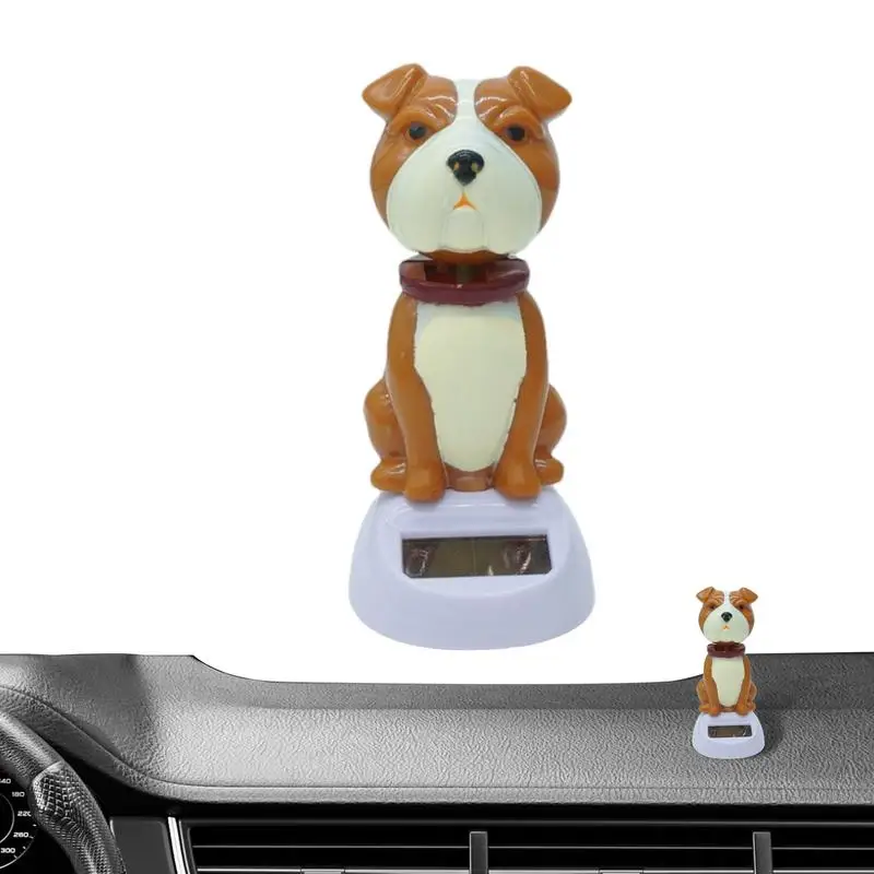 Solar Powered Car Ornament Auto Bobblehead Dog Decoration Shaking Head Dashboard Toy Puppy Figures Interior Decor Cars Accessory