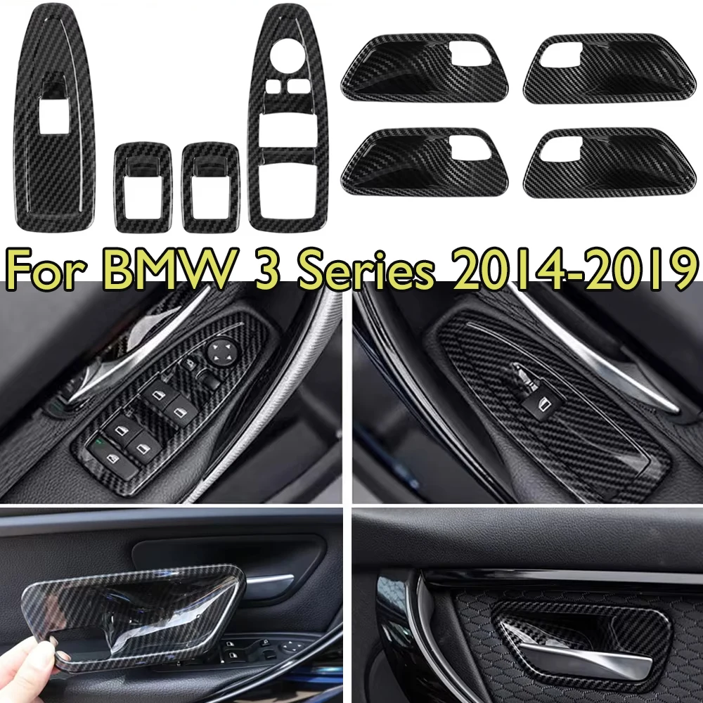 

For BMW 3 Series 2014-2019 Car Window Lift Panel Cover Carbon Fiber Style ABS Interior Window Switch Button Control Trim