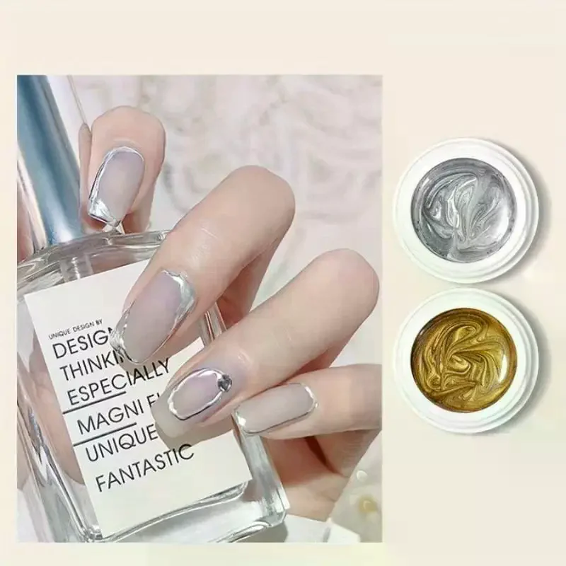 2 Stuks Metallic Geschilderd Gel Nagellak 3D Professionele Elastische Geschilderd Lijm Vernis Lak Tekening Lijm Nail Art Decoratie