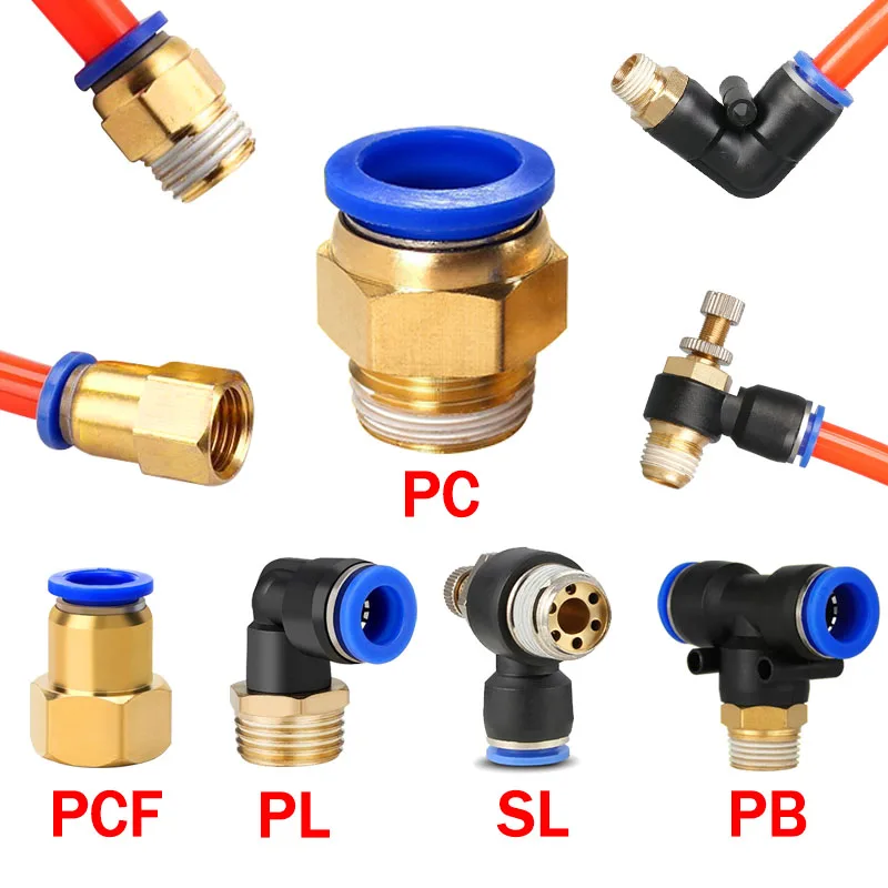 

Pneumatic Air Fitting Connector PC/PCF/SL/PB/PL 6 8 10 12MM Thread 1/8" 1/4" 3/4" 1/2" Air Hose Fittings Pipe Quick Connectors