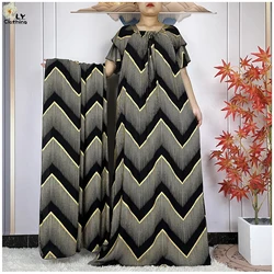 2024New African Abaya Summer Fashion Lady Clothing Dubai Elegant Dress Islam Women Short Sleeve Dress With Big Scarf 200cm*150cm