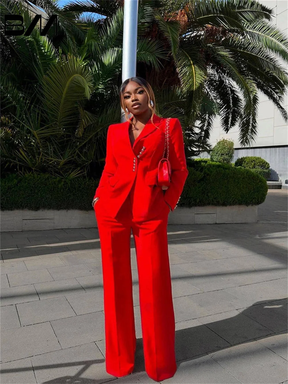 Classic Red Women Pant Suits 2024 Spring Summer Office Suit Simple Business Suits Wedding Tuxedo Blazer Customized