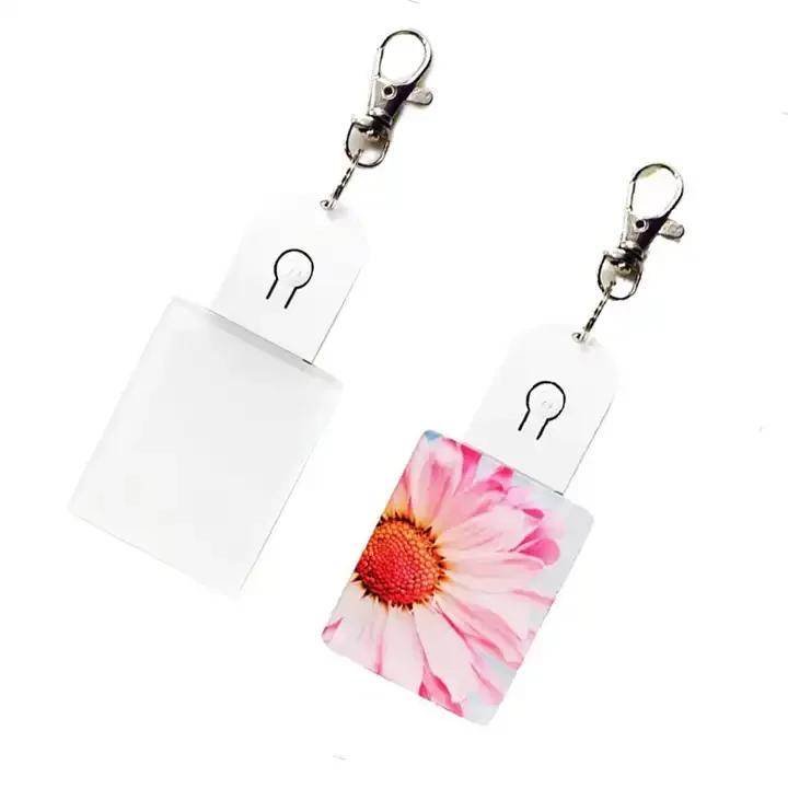 

100pcs/lot Sublimation Acrylic Keychain Blank With Led Light For Christmas Family Gifts Key Use