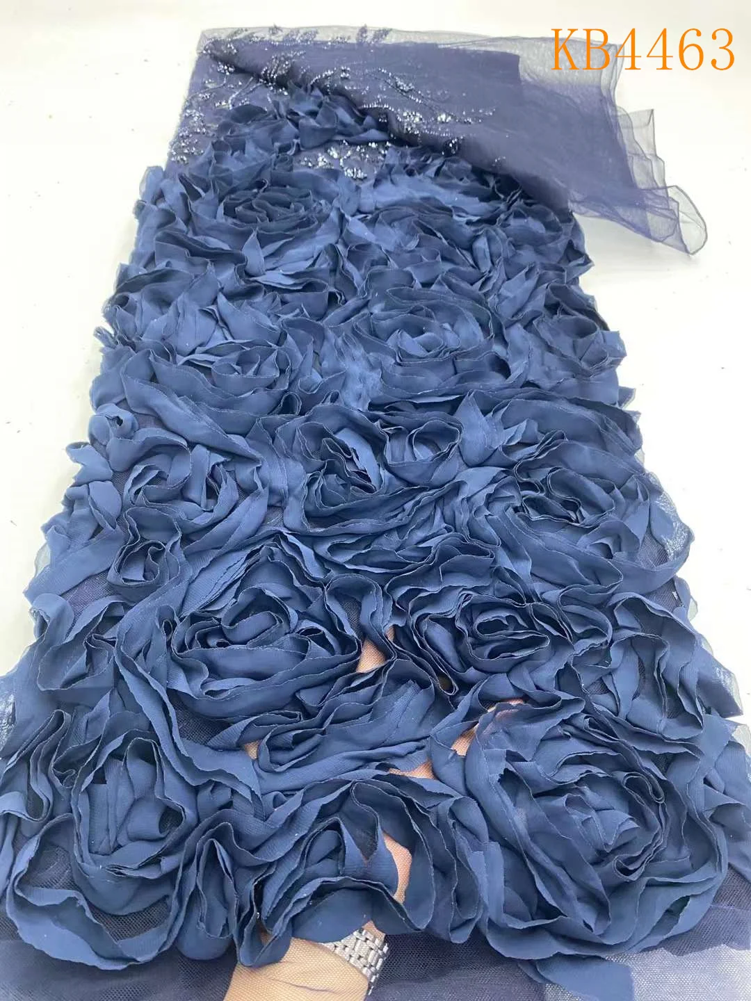 

African Beaded Lace Fabric French Mesh Bridal Sequins Lace Fabric 2025 Luxury Nigerian Tulle Lace Fabric For Sewing KB4463