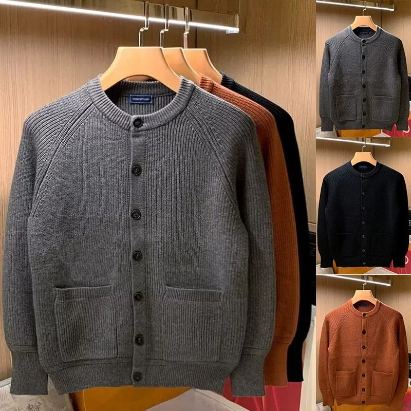 

Осень-зима, мужской вязаный кардиган, мягкий свободный повседневный свитер с v-образным вырезом, верхняя одежда, длинный све, антибактериальное полиэфирное волокно