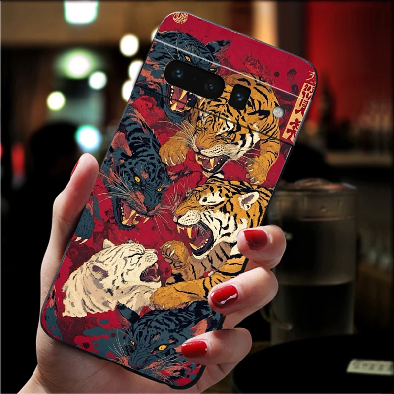 구글 픽셀 10 프로 XL 9 프로 XL 9A 8 7 6 프로 픽셀 8A 7A 6A 픽셀 8 7 6 5 호랑이 아트 폰 케이스