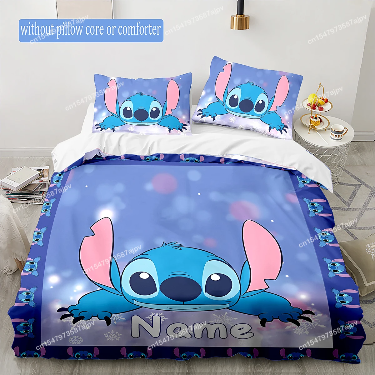 Personalized Duvet Custom Cute Stitch Bedding Set King Twin Double 3 Piece Polyester Duvet Cover Set Christmas Gift Decor-QIANG