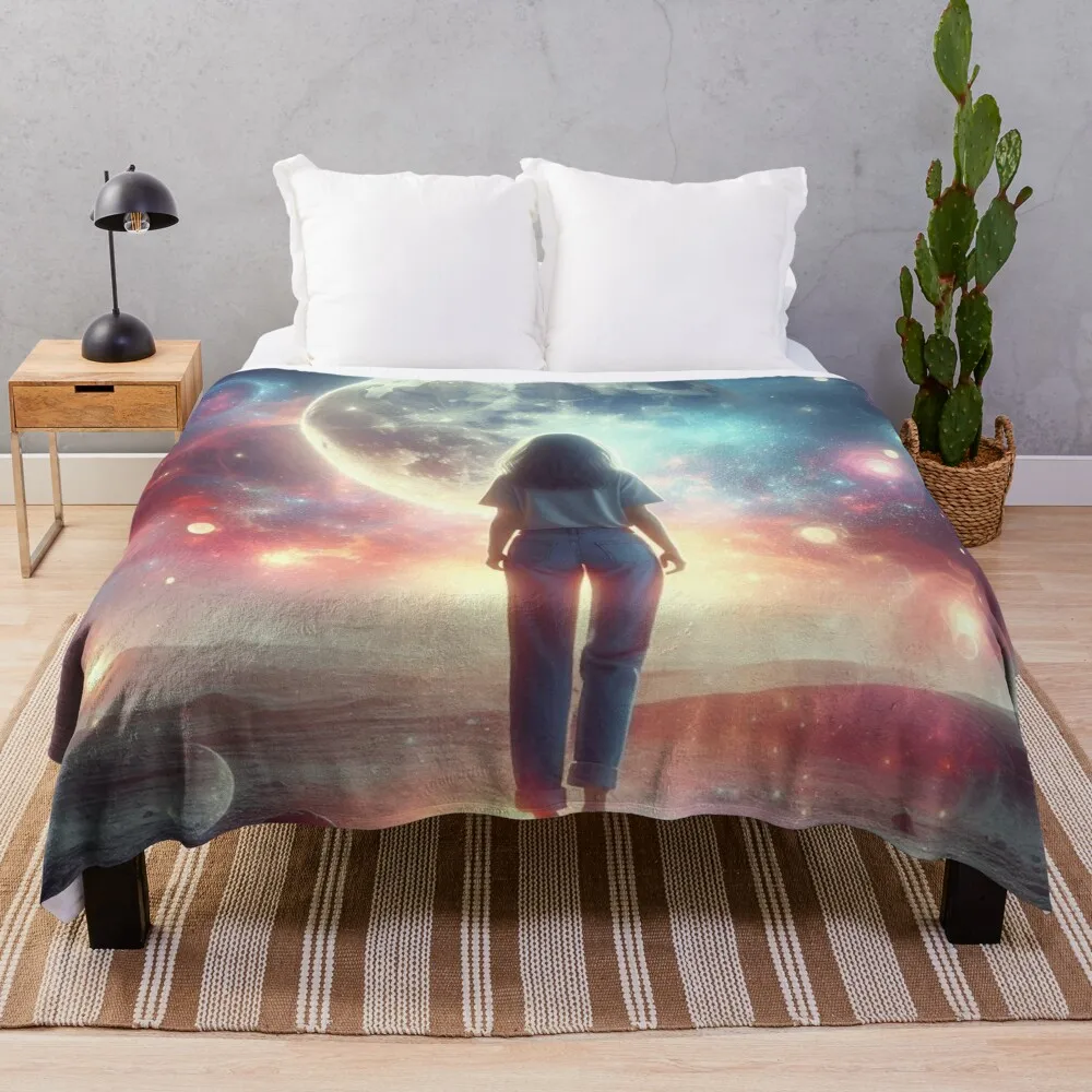 

Одеяло Moon Girl, одеяло, индивидуальный подарок, рождественские украшения, одеяла